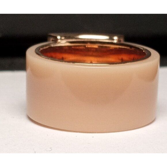 MICHAEL KORS Signed Size6 Padlock Crystal Ring Cityscape Hardware Rose Gold Tone - Picture 12 of 12